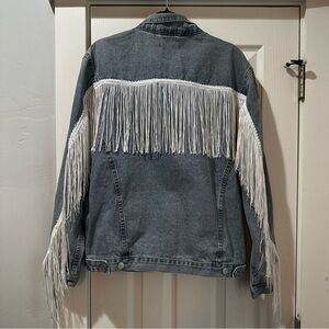 Fringe Denim Jacket Western Cowboy Festival Jean‎ Jacket Light Blue